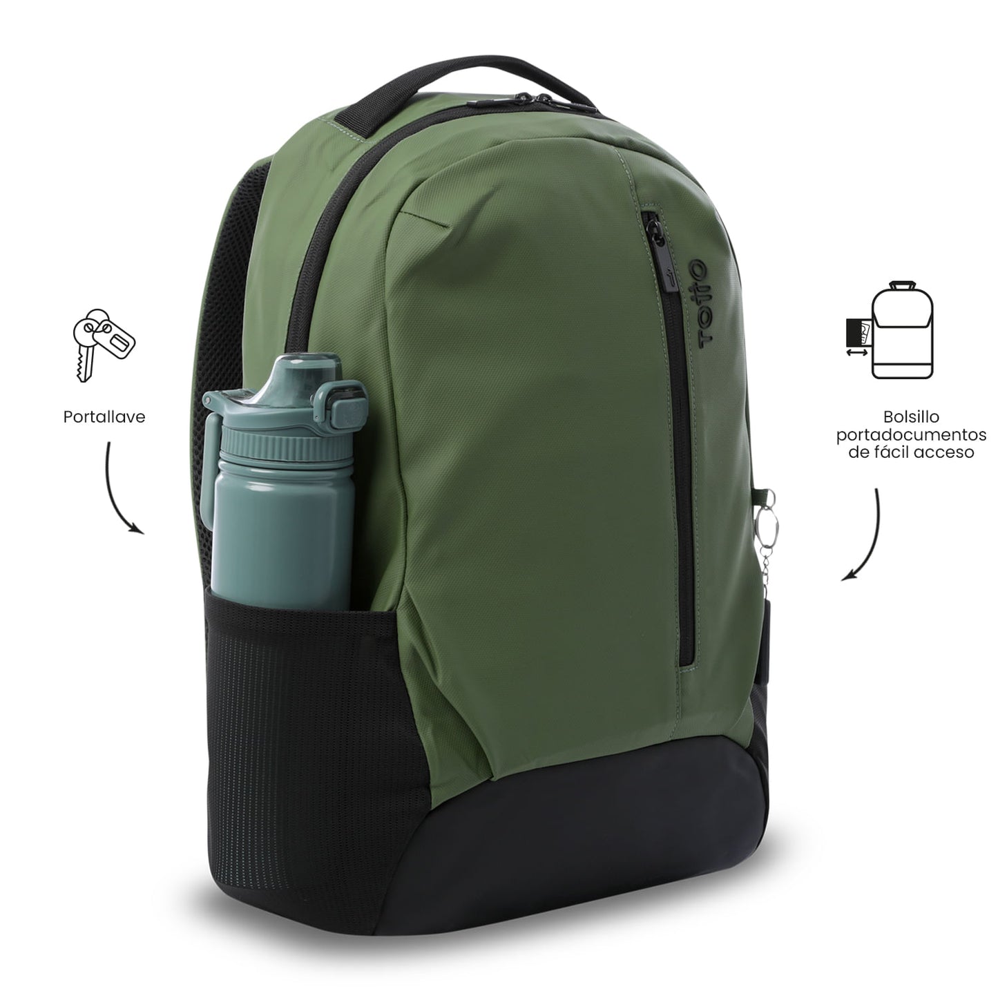 Mochila para laptop Detroit Green masculina de 16 polegadas