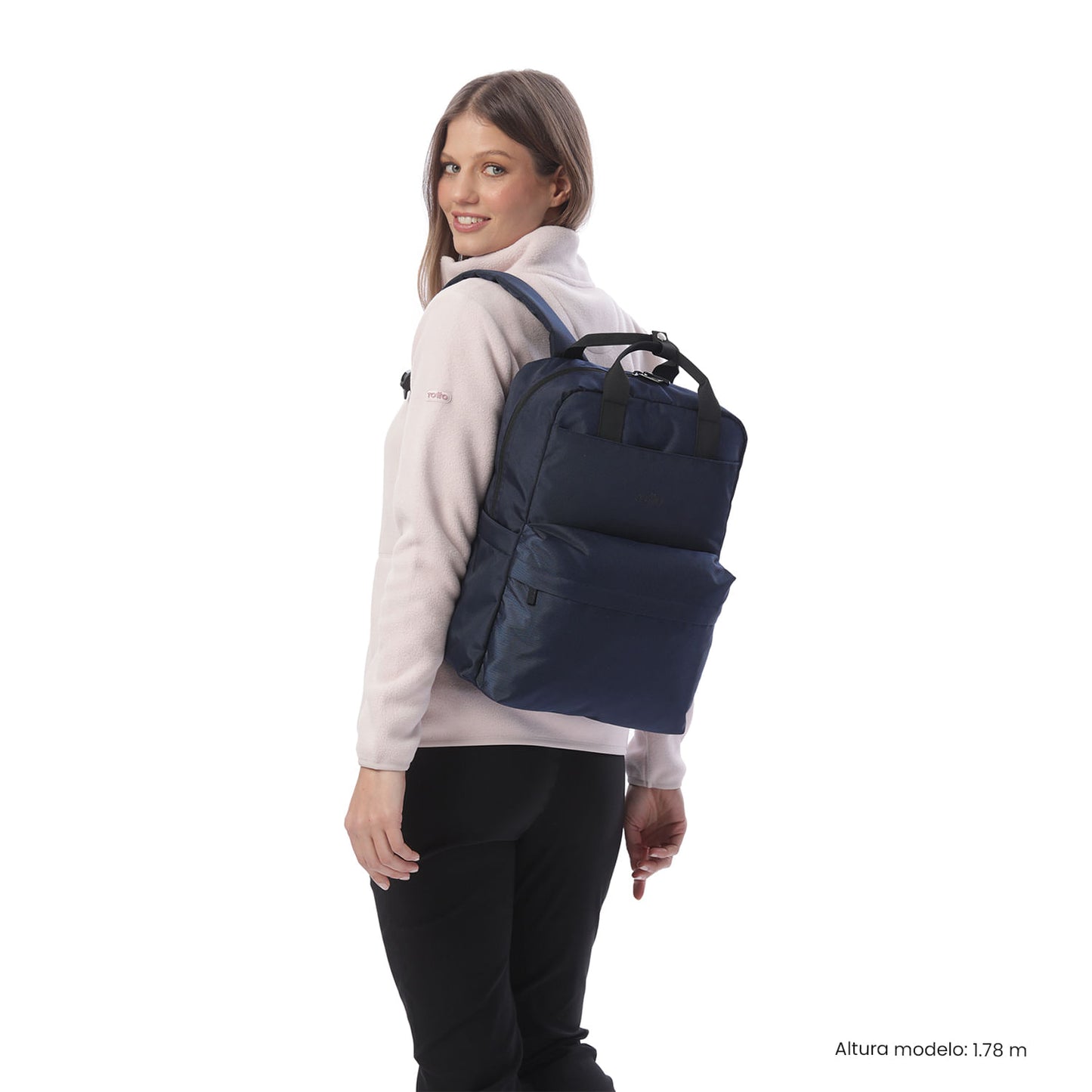 Mochila universitária feminina Joy Blue com compartimento para laptop de 14".