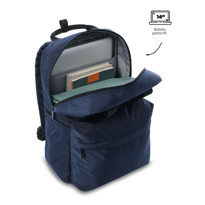 Mochila universitária feminina Joy Blue com compartimento para laptop de 14".