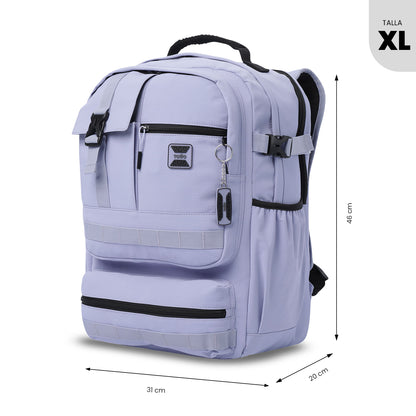 Mochila feminina roxa para laptop, estilo spa, ideal para estudantes universitárias, com capacidade para laptops de até 15,4".