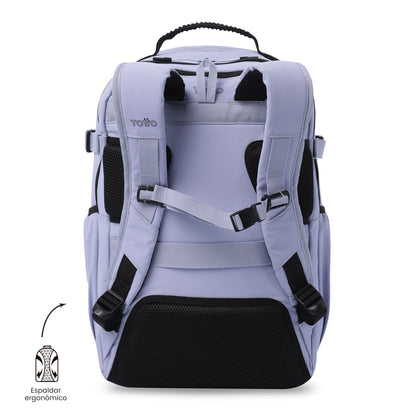 Mochila feminina roxa para laptop, estilo spa, ideal para estudantes universitárias, com capacidade para laptops de até 15,4".