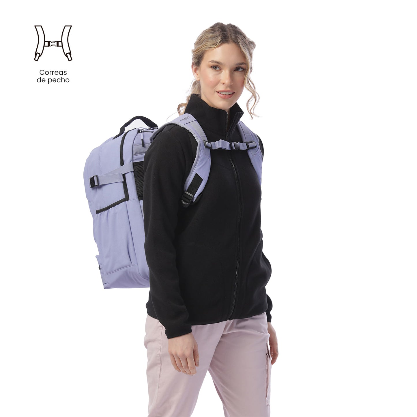 Mochila feminina roxa para laptop, estilo spa, ideal para estudantes universitárias, com capacidade para laptops de até 15,4".