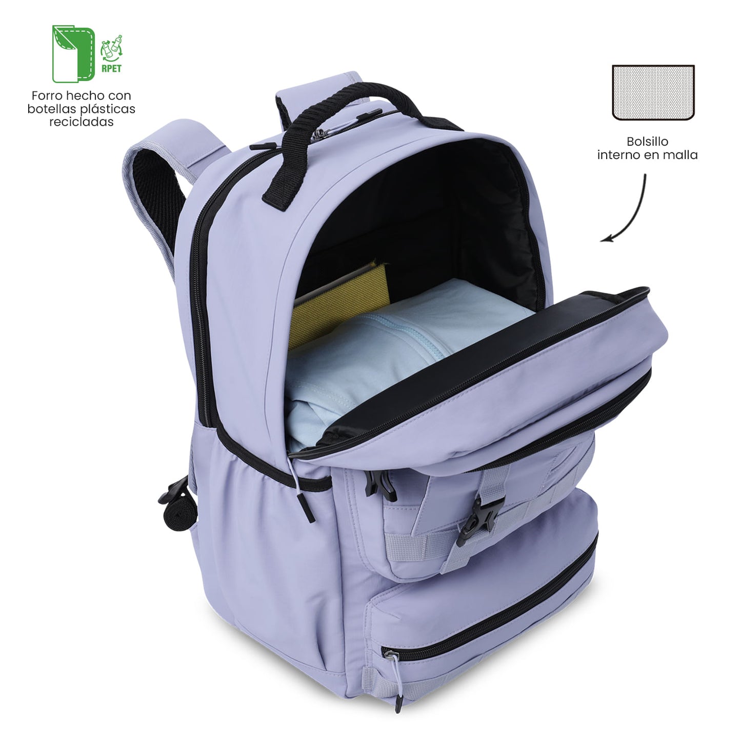 Mochila feminina roxa para laptop, estilo spa, ideal para estudantes universitárias, com capacidade para laptops de até 15,4".