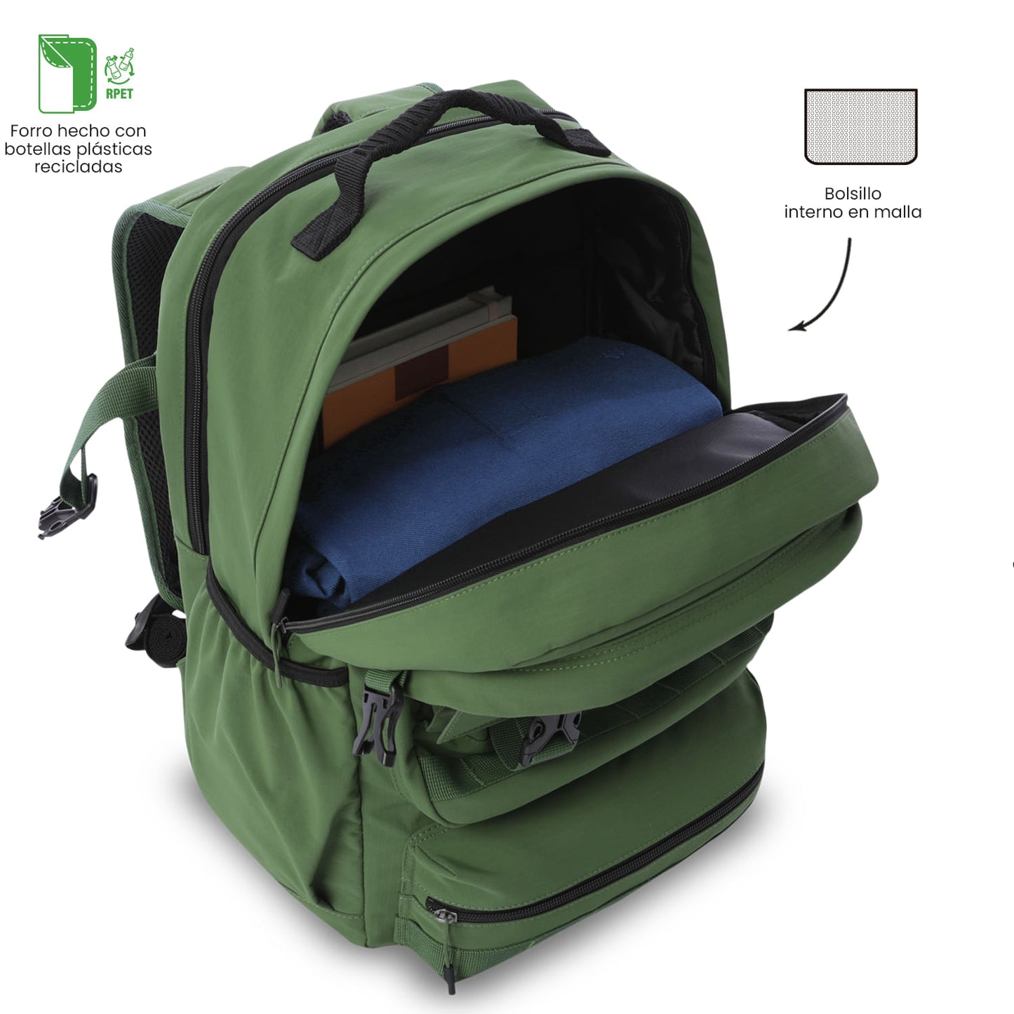 Morral Universitario Porta PC 15.4" Spa Verde Hombre