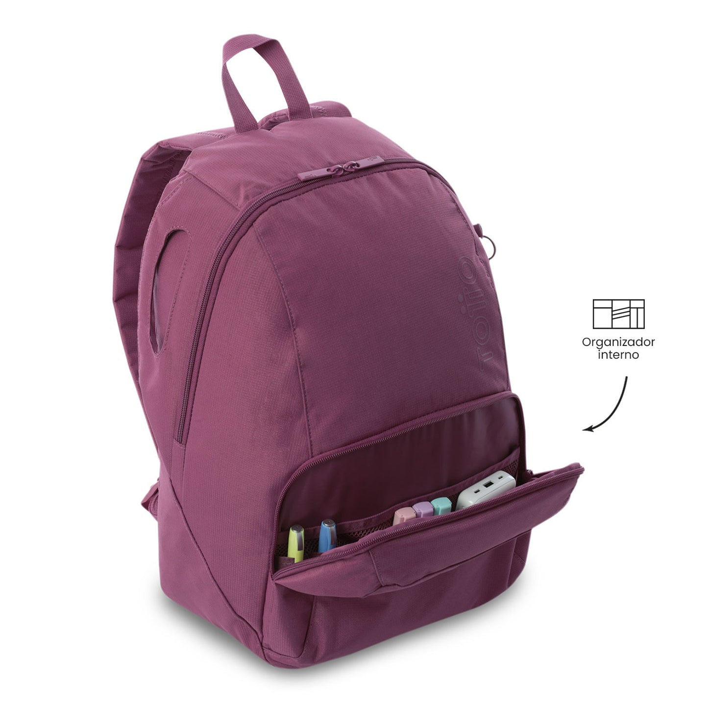 Mochila universitária Ometto Pink Rose para mulheres