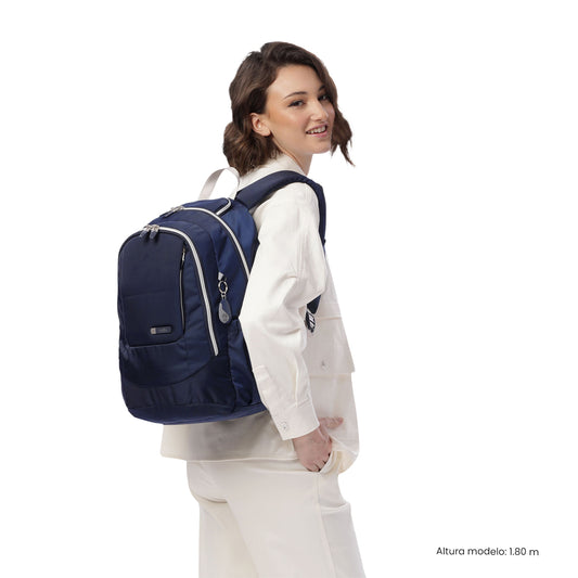Mochila universitária feminina Goctal Twill 2.0 azul com compartimento para laptop de 14".