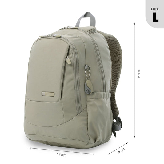 Mochila universitária unissex Goctal 2.0 bege com compartimento para laptop de 14".