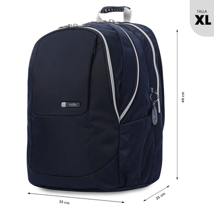Mochila universitária feminina Krimmler Twill 2.0 azul com compartimento para laptop de 15,4".
