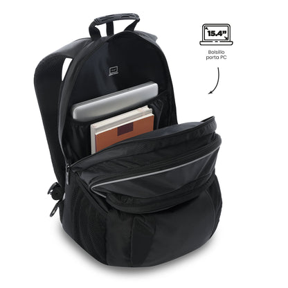 Morral Universitario Teck 3.0 Porta PC 15.4" Negro Hombre