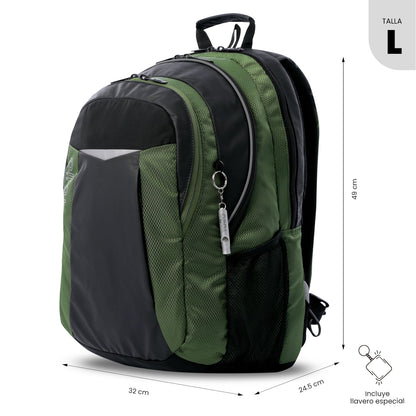 Morral Universitario Teck 3.0 Porta PC 15.4" Verde Hombre