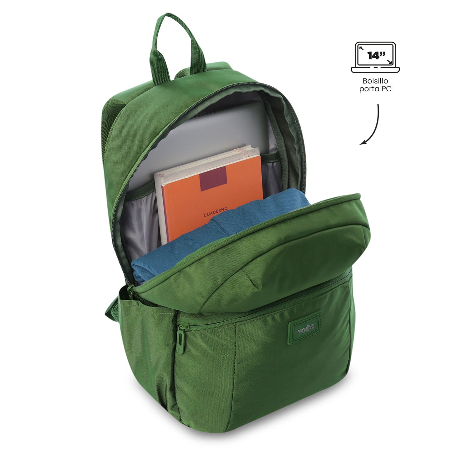 Mochila universitária masculina Trik Green com compartimento para laptop de 14".