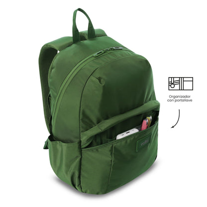 Mochila universitária masculina Trik Green com compartimento para laptop de 14".