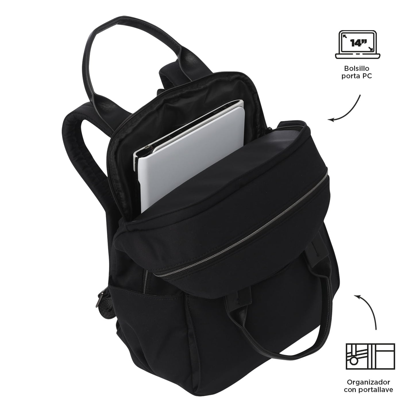 Morral Ejecutivo Porta PC14" Toscana Negro Mujer