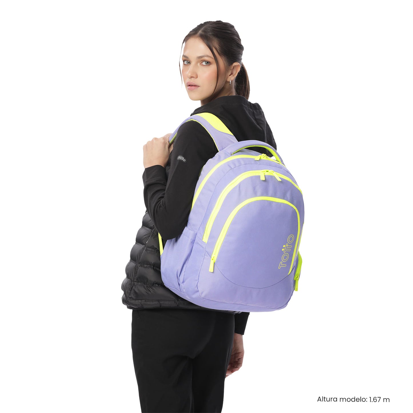 Mochila universitária feminina Luciano 2.0 roxa com compartimento para laptop de 15,4".