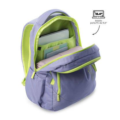 Mochila universitária feminina Luciano 2.0 roxa com compartimento para laptop de 15,4".