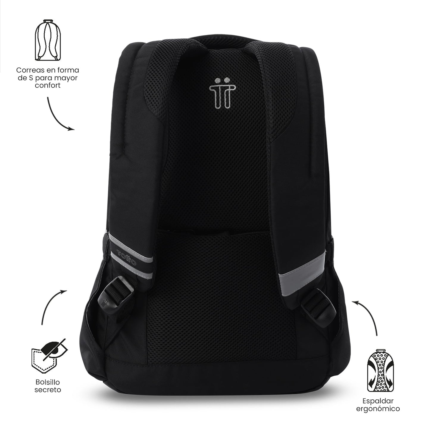 Mochila universitária unissex preta do Mississippi com compartimento para laptop de 14".