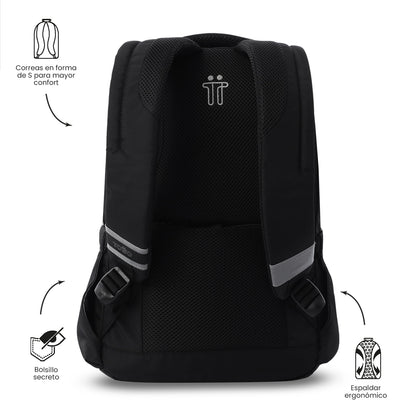 Mochila universitária unissex preta do Mississippi com compartimento para laptop de 14".