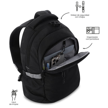Mochila universitária unissex preta do Mississippi com compartimento para laptop de 14".