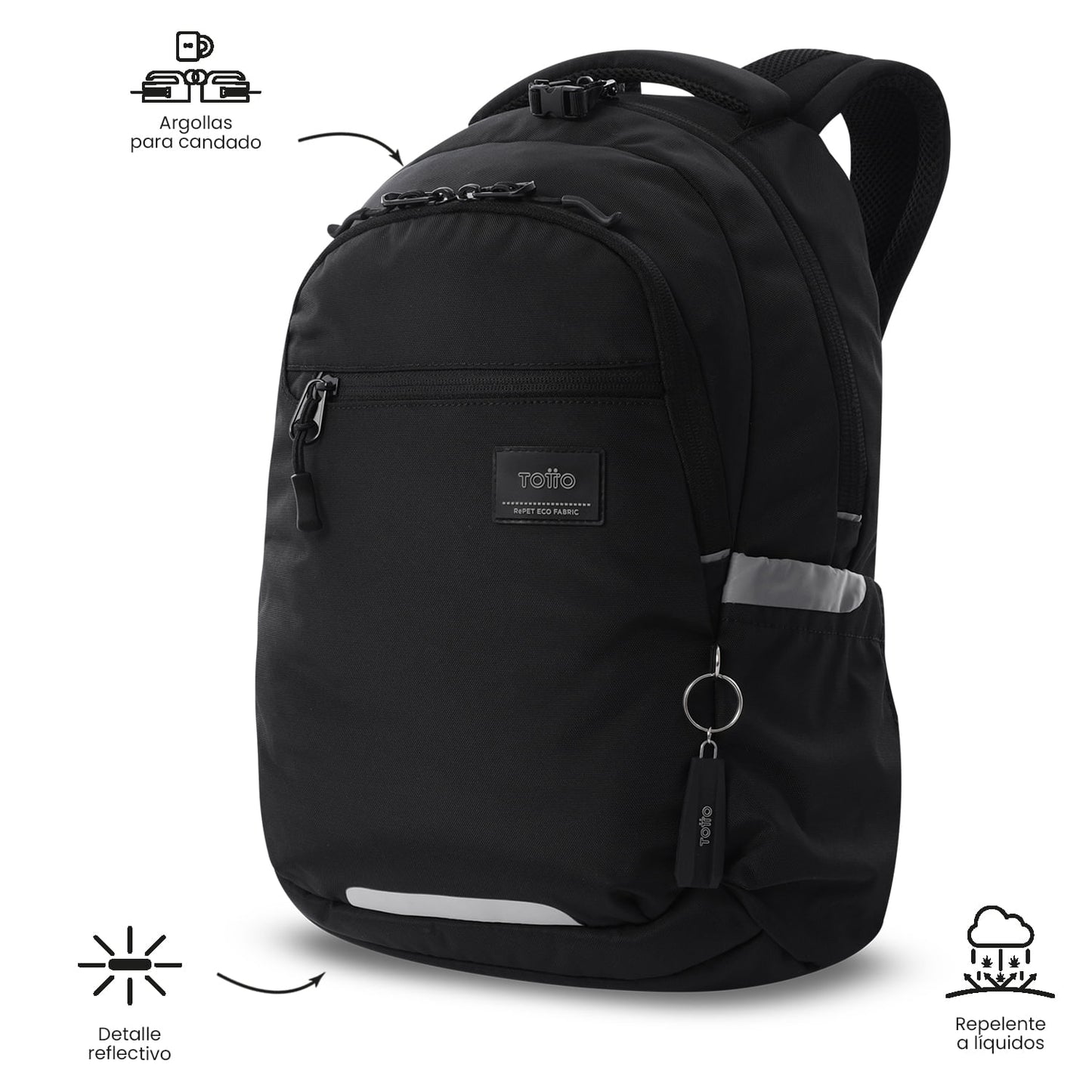 Mochila universitária unissex preta do Mississippi com compartimento para laptop de 14".