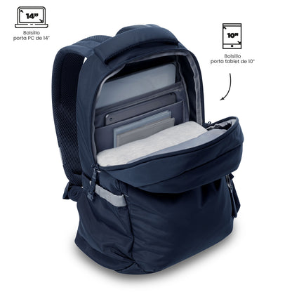 Mochila universitária unissex azul Mississippi com compartimento para laptop de 14".