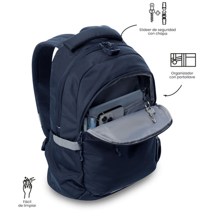 Mochila universitária unissex azul Mississippi com compartimento para laptop de 14".