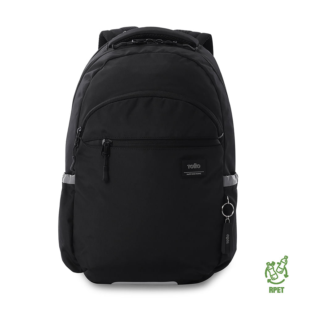Mochila universitária unissex preta da Indo University com compartimento para laptop de 15,4".