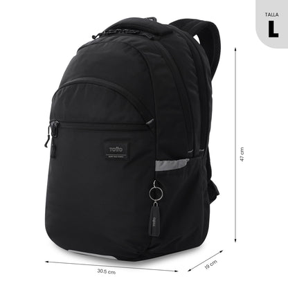 Mochila universitária unissex preta da Indo University com compartimento para laptop de 15,4".