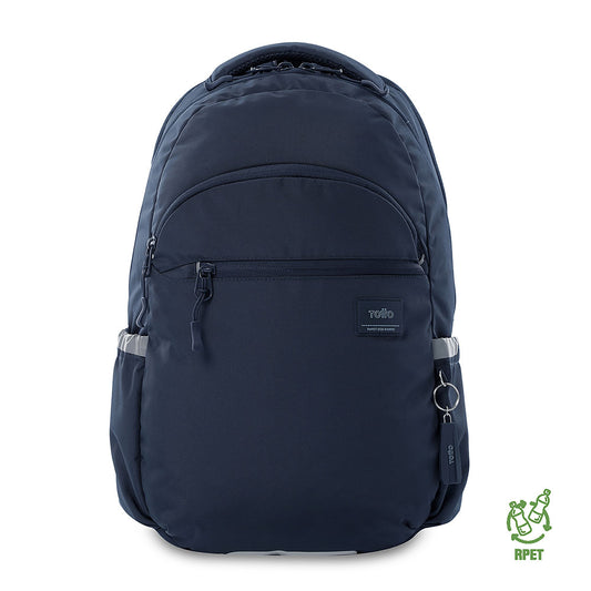 Mochila universitária unissex azul-marinho com compartimento para laptop de 15,4".