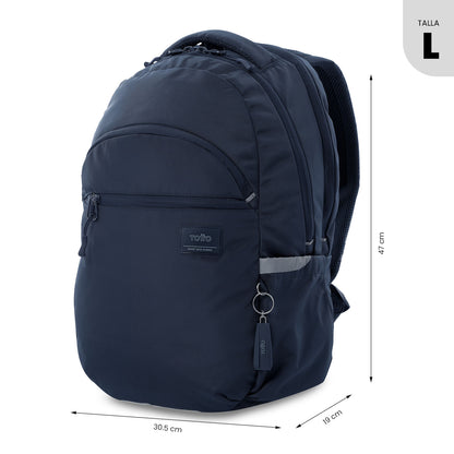 Mochila universitária unissex azul-marinho com compartimento para laptop de 15,4".