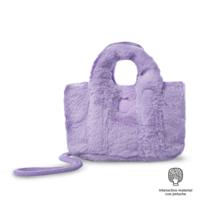 Bolsa de pelúcia roxa e macia para meninas