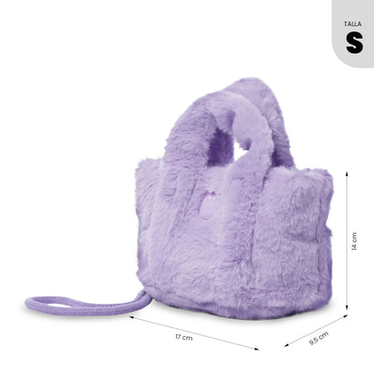 Bolsa de pelúcia roxa e macia para meninas