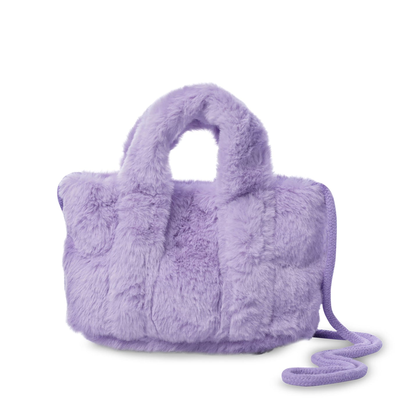Bolsa de pelúcia roxa e macia para meninas