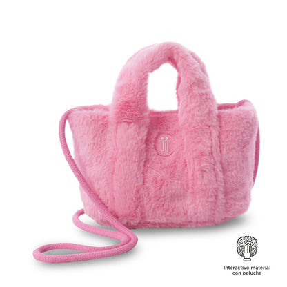 Bolsa de pelúcia rosa fofinha para meninas
