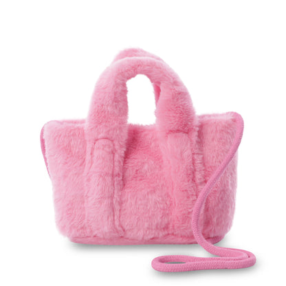 Bolsa de pelúcia rosa fofinha para meninas