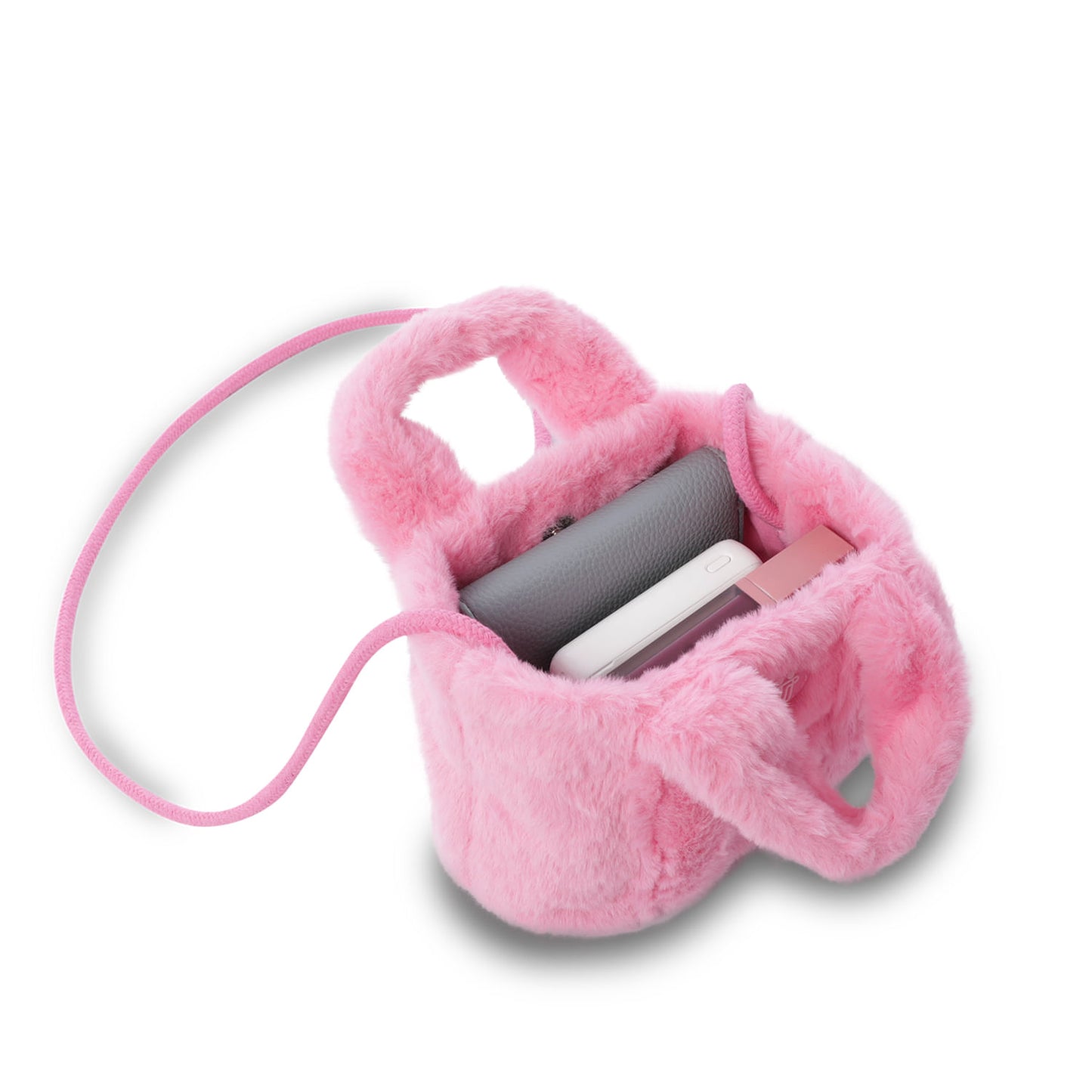 Bolsa de pelúcia rosa fofinha para meninas