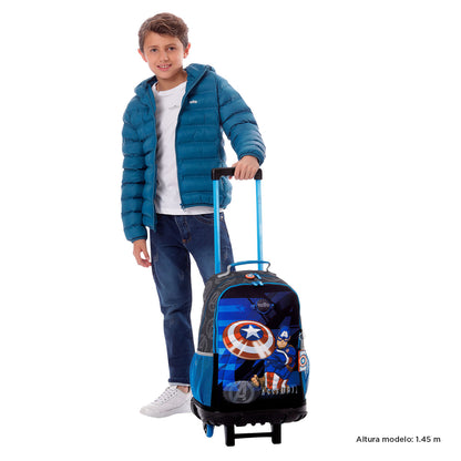 Morral con ruedas Niño Avengers Capitán América Grande Gris