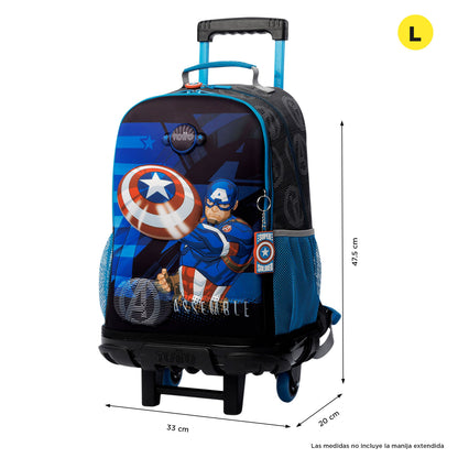 Morral con ruedas Niño Avengers Capitán América Grande Gris