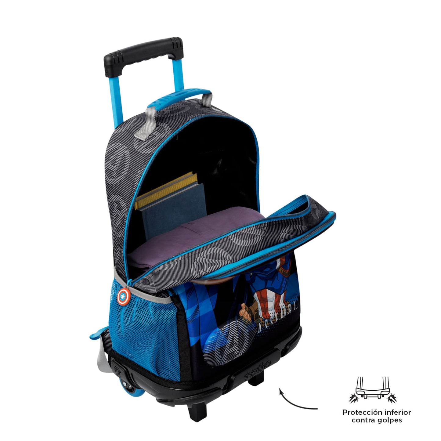 Morral con ruedas Niño Avengers Capitán América Grande Gris