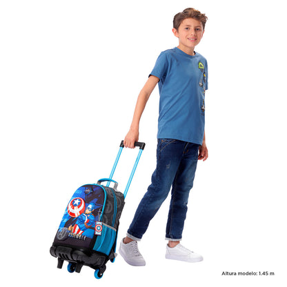 Morral con ruedas Niño Avengers Capitán América Mediano Gris