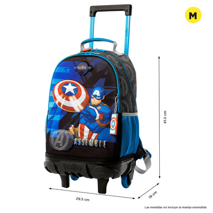 Morral con ruedas Niño Avengers Capitán América Mediano Gris