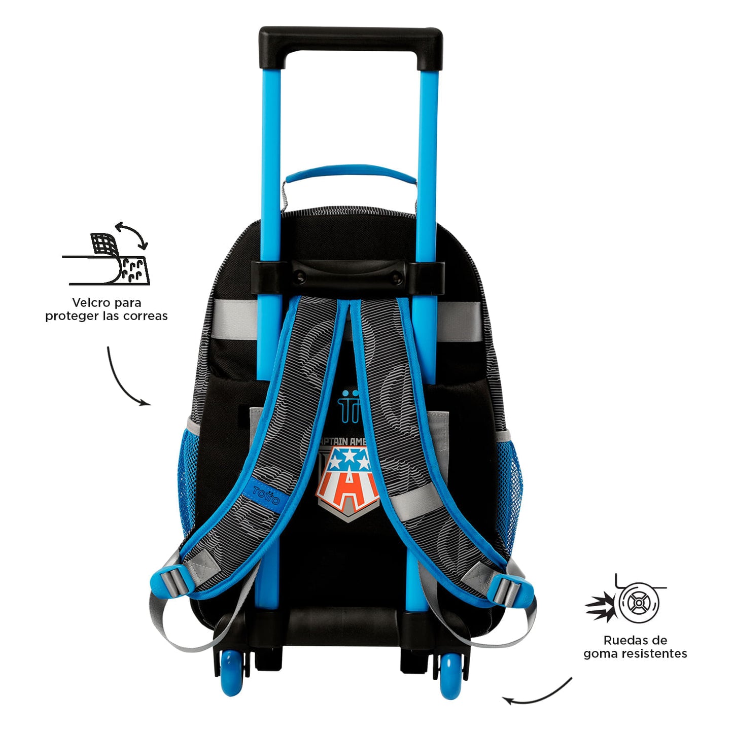 Morral con ruedas Niño Avengers Capitán América Mediano Gris