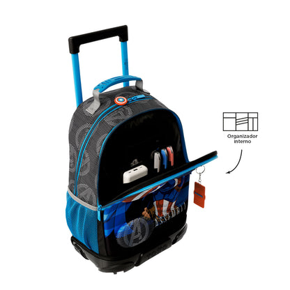 Morral con ruedas Niño Avengers Capitán América Mediano Gris