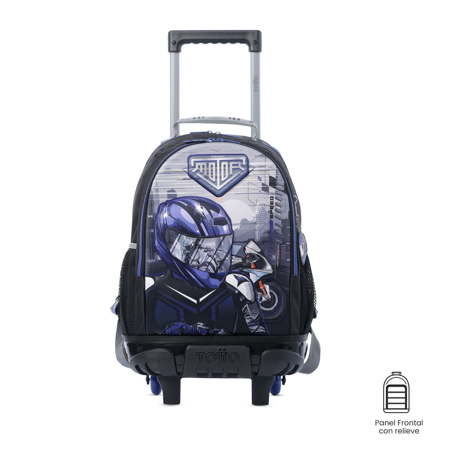 Combo Escolar Niño X3 Maleta Ruedas+Lonchera+Multiuso Helmet Racer Negro