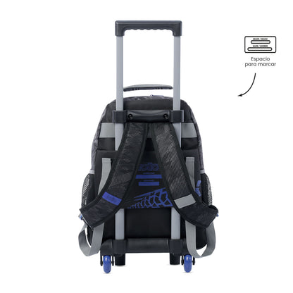 Combo Escolar Niño X3 Maleta Ruedas+Lonchera+Multiuso Helmet Racer Negro