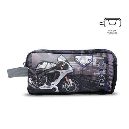 Combo Escolar Niño X3 Maleta Ruedas+Lonchera+Multiuso Helmet Racer Negro