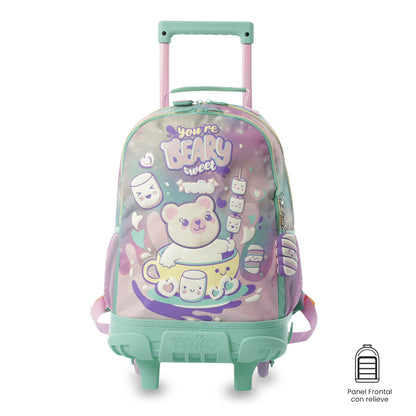 Conjunto Escolar Feminino X3: Mala com Rodinhas + Lancheira + Bolsa Multiuso (Cinza Suave)