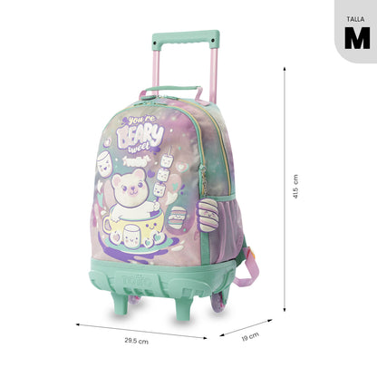 Conjunto Escolar Feminino X3: Mala com Rodinhas + Lancheira + Bolsa Multiuso (Cinza Suave)