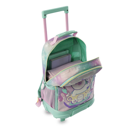 Conjunto Escolar Feminino X3: Mala com Rodinhas + Lancheira + Bolsa Multiuso (Cinza Suave)