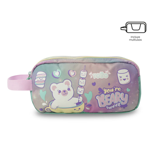 Conjunto Escolar Feminino X3: Mala com Rodinhas + Lancheira + Bolsa Multiuso (Cinza Suave)