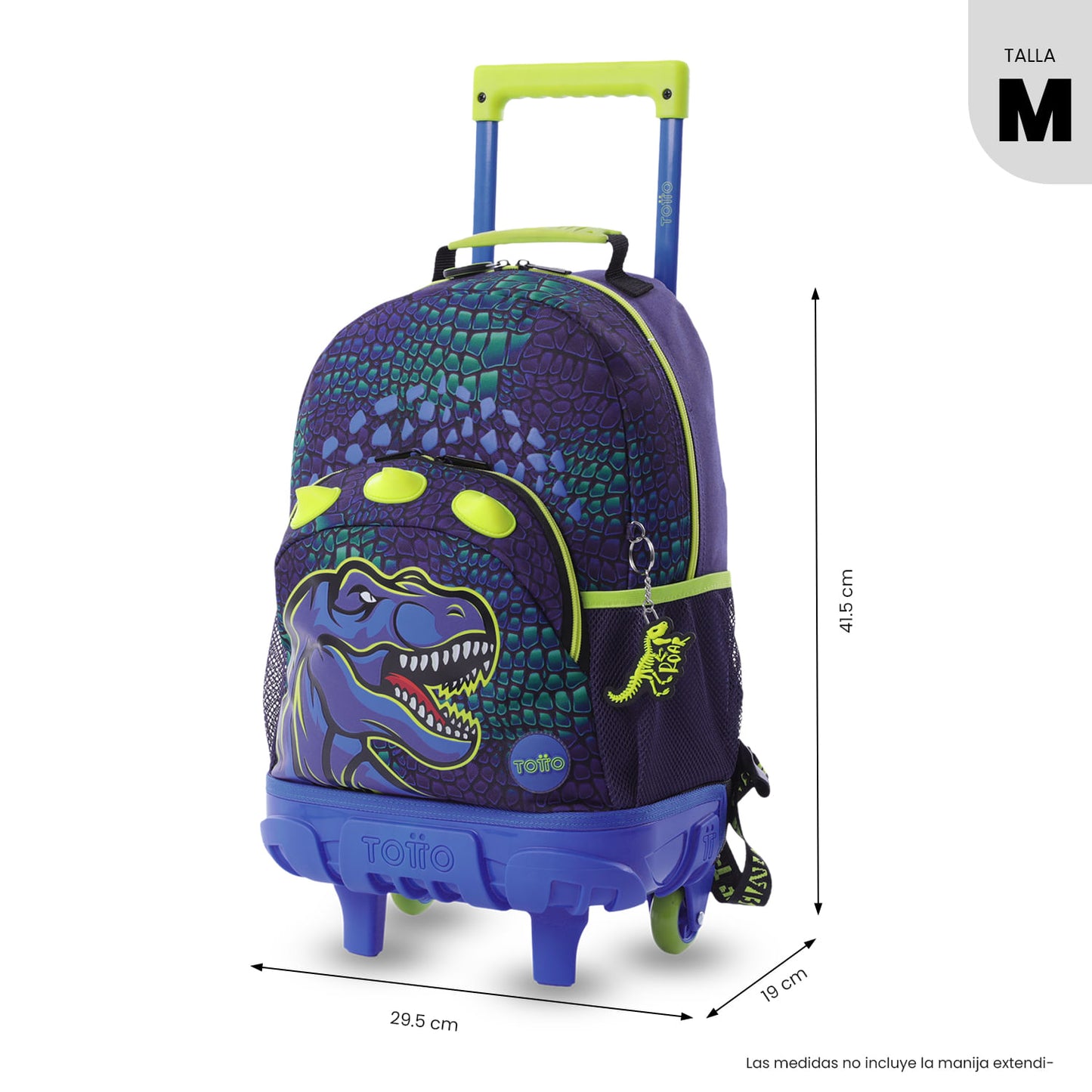 Maleta para Niño con ruedas Dino Rock Mediano Azul